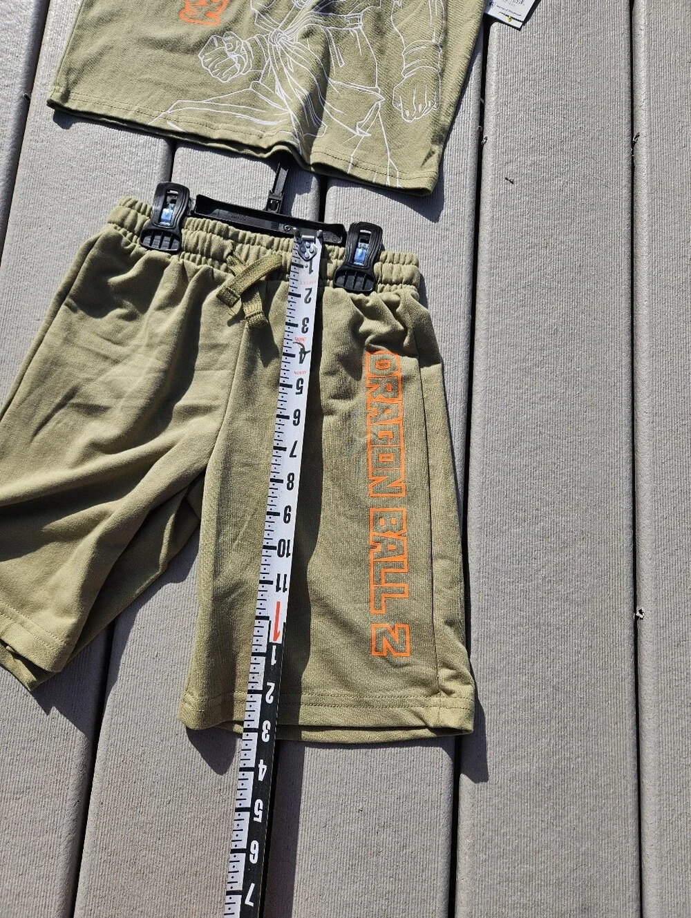Dragon Ball Z Boys 2 Pc Outfit Set Goku Graphic Tee Shorts Green Olive Size 6/7
